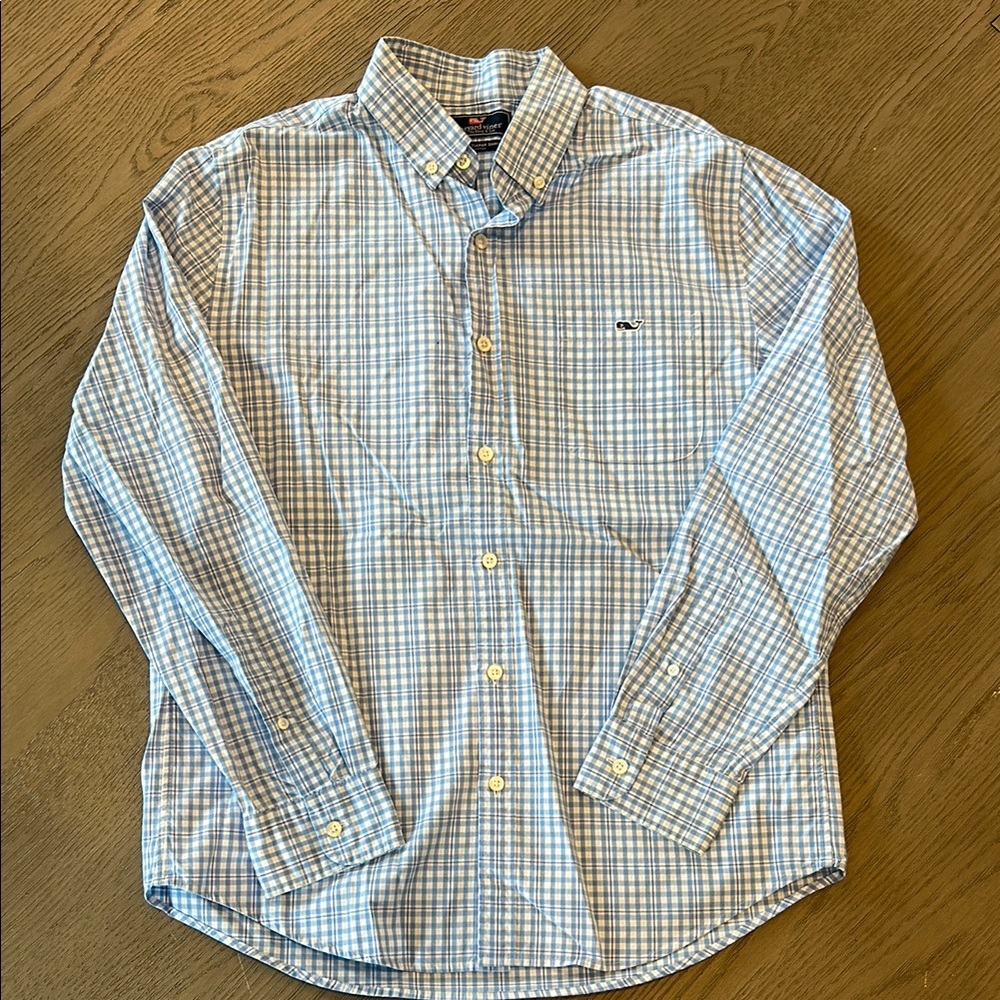 Vineyard Vines Blue and White Plaid Casual Shirt